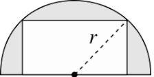 rectángulo circunscrito en semicírculo